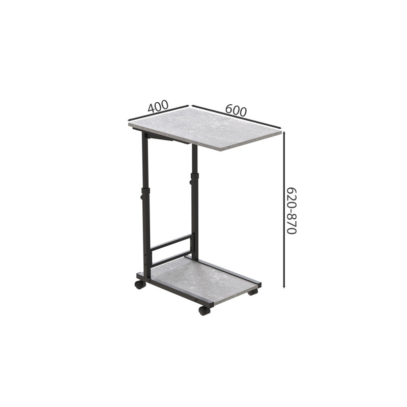 Стол приставной Ferrum-decor Френу 62x40x60 металл Черный ДСП Бетон 16мм (FRD-102511)
