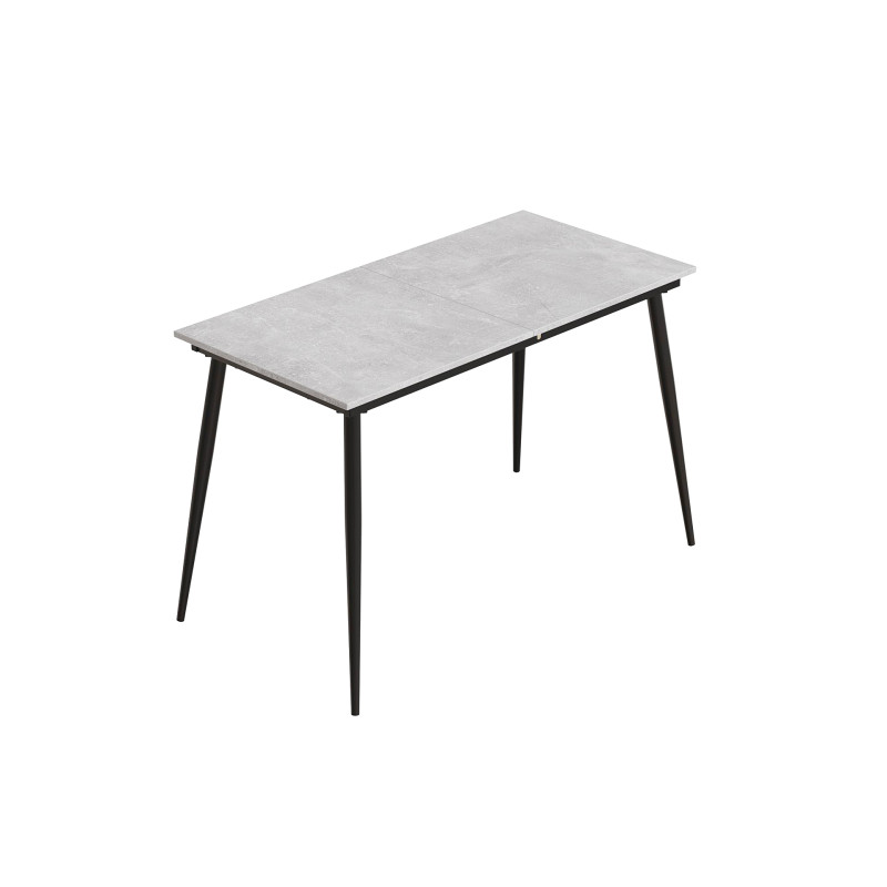 Стол кухонный раскладной Данди на конусных ногах Ferrum-decor 75x120 160)x60 Черный металл ДСП Бетон 16 мм (FRD-106769)