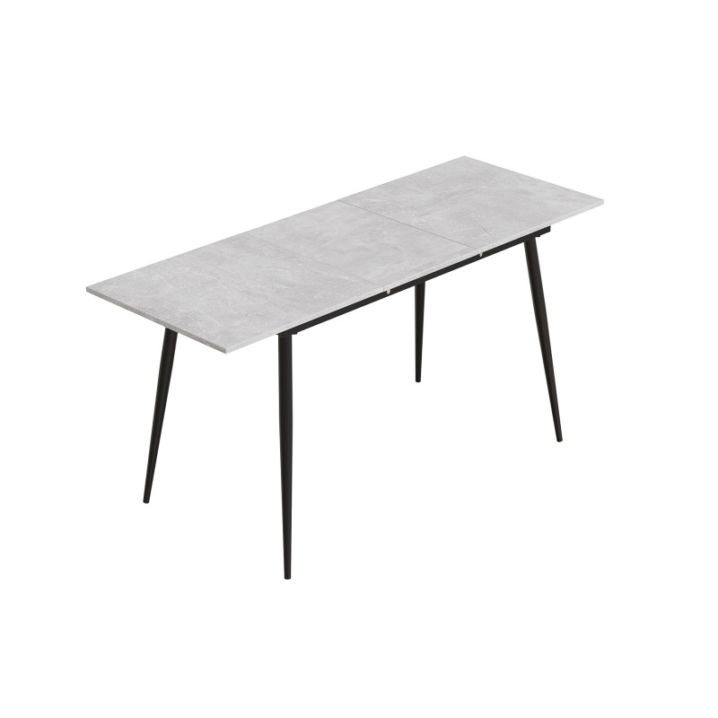 Стол кухонный раскладной Данди на конусных ногах Ferrum-decor 75x120 160)x60 Черный металл ДСП Бетон 16 мм (FRD-106769)