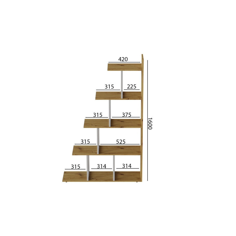 Этажерка Ferrum-decor Стелла 1600x1020x300 Белый металл ДСП Дуб Артизан (FRD-105489)