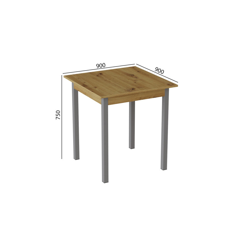Стіл кухонний Ferrum-decor Дієго 75x90x90 Сірий ДСП Дуб Артизан 16мм (FRD-105719)