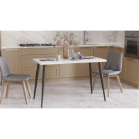 Кухонний стіл Марсель 50 Ferrum-decor 75x120x70 Чорний метал ДСП Білий 32 мм (FRD-106709)