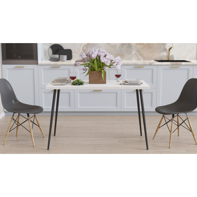 Стол кухонный Марсель 40 Ferrum-decor 75x120x60 Черный металл ДСП Белый 16 мм (FRD-106759)