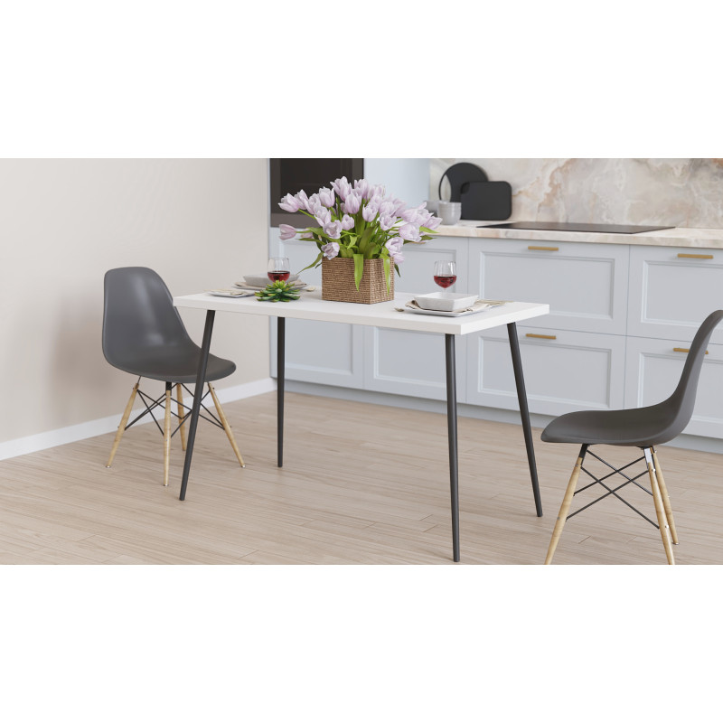 Стол кухонный Марсель 40 Ferrum-decor 75x120x60 Черный металл ДСП Белый 16 мм (FRD-106759)