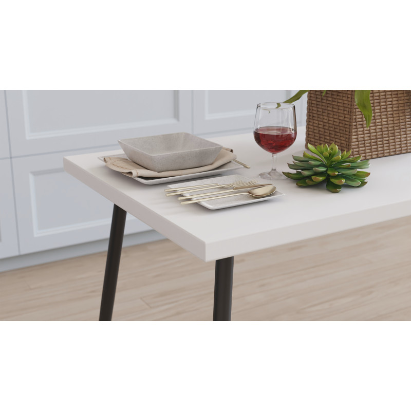 Стол кухонный Марсель 40 Ferrum-decor 75x120x60 Черный металл ДСП Белый 16 мм (FRD-106759)