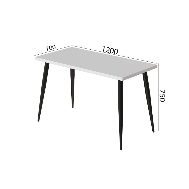 Стол кухонный Марсель 50 Ferrum-decor 75x120x70 Черный металл ДСП Белый 32 мм (FRD-106709)