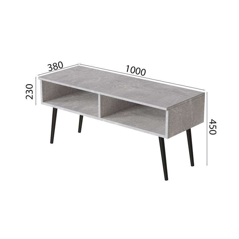 Тумба під ТВ Невада Ferrum-decor 45x100x38 Чорний метал ДСП Бетон 16 мм (FRD-106719)