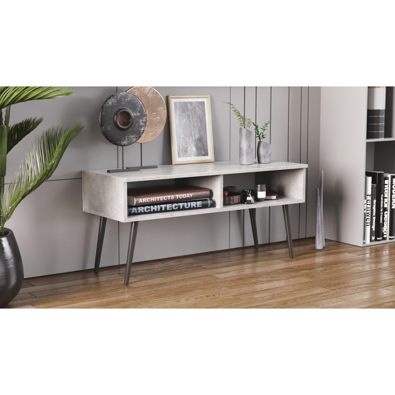 Тумба під ТВ Невада Ferrum-decor 45x100x38 Чорний метал ДСП Бетон 16 мм (FRD-106719)