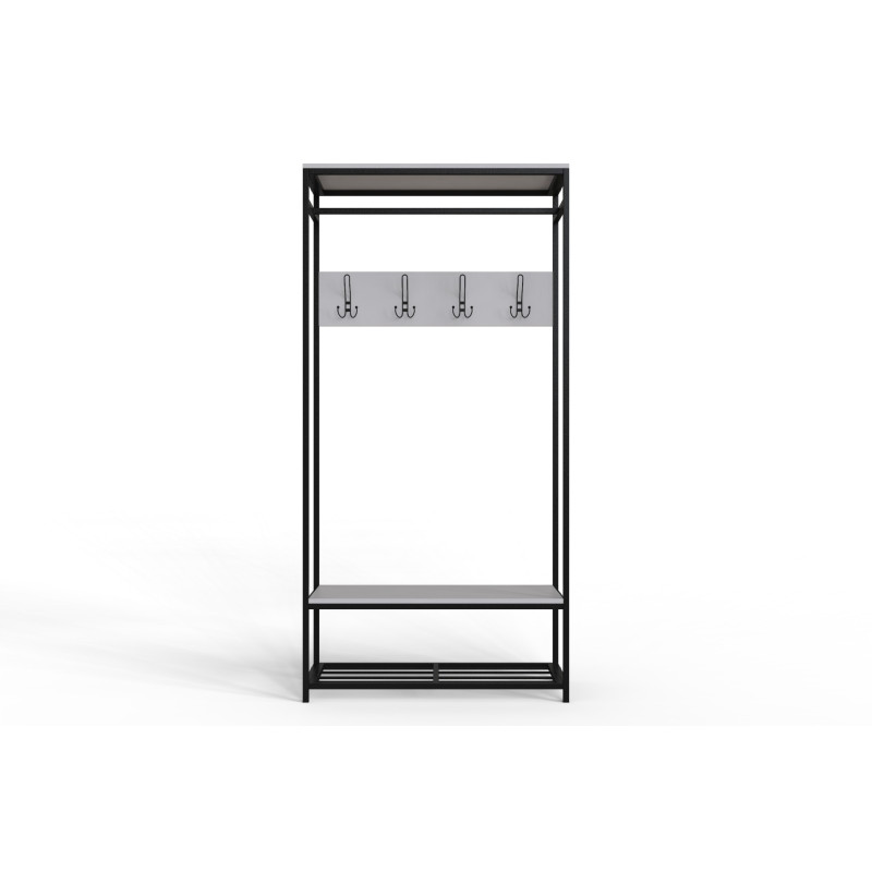 Вешалка напольная модульная Ferrum-decor Трелис 15 180x90x38 черный ДСП Белое 16мм (FRD-104361)