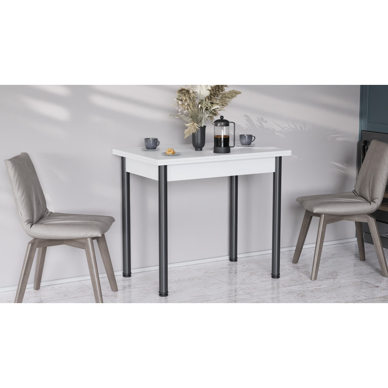 Раскладной обеденный стол-трансформер Берта Ferrum-decor 750x1200x900 Черный металл ДСП Белое 16 мм (FRD-105171)
