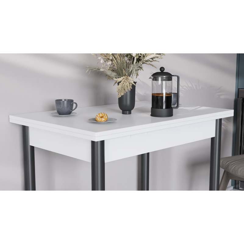 Раскладной обеденный стол-трансформер Берта Ferrum-decor 750x1200x900 Черный металл ДСП Белое 16 мм (FRD-105171)