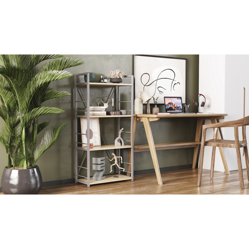 Етажерка 4/60 Ferrum-decor Серії Конект 120x60x28 сірий ДСП Дуб Сонома 16мм (FRD-104251)