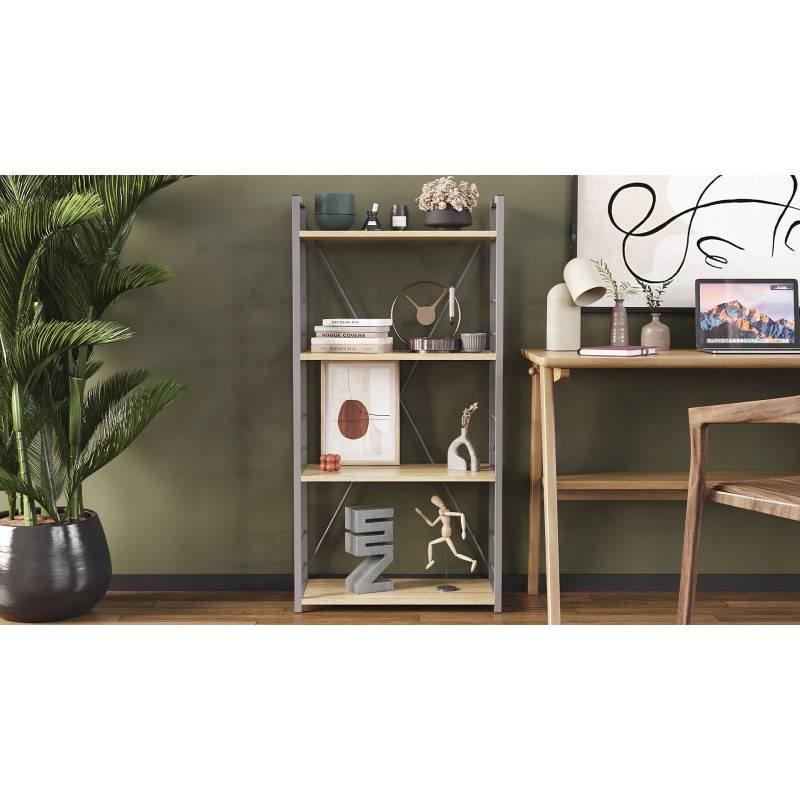 Етажерка 4/60 Ferrum-decor Серії Конект 120x60x28 сірий ДСП Дуб Сонома 16мм (FRD-104251)