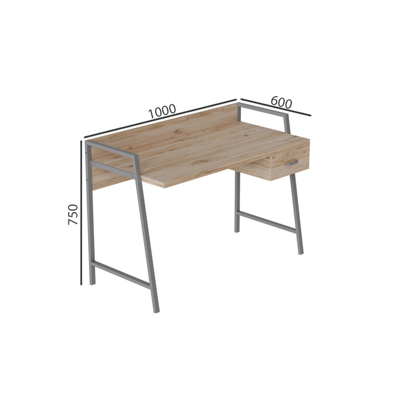 Письмовий стіл Ferrum-decor Комфорт 750x1200x600 Сірий метал ДСП Дуб Сан-Марино 32 мм (FRD-103451)
