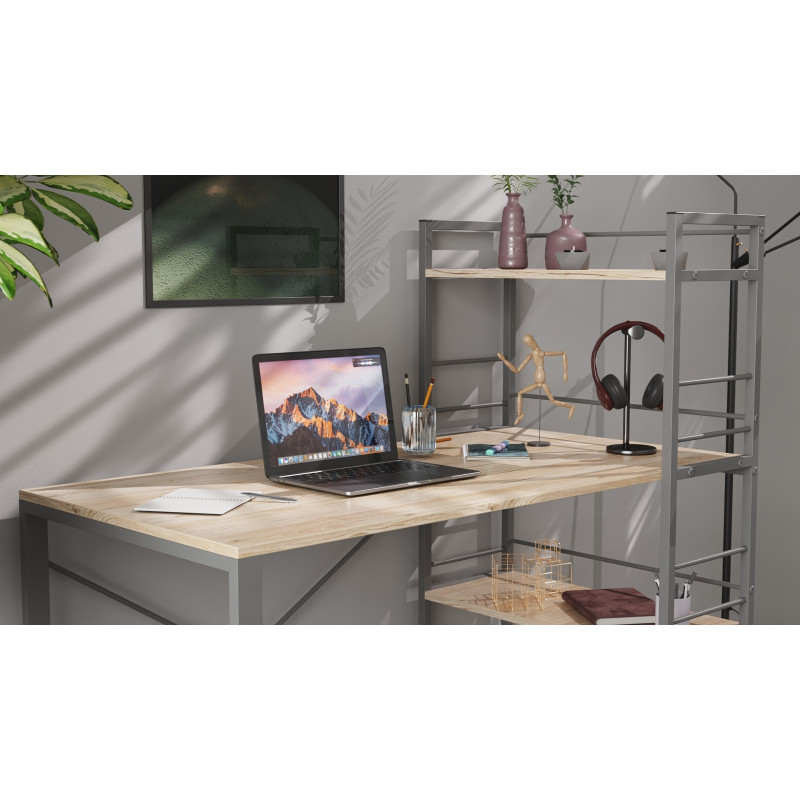 Письмовий стіл Ferrum-decor Серії Конект з етажеркою 75x120x60 сірий ДСП Дуб Сан-Марино 16мм (FRD-104231)