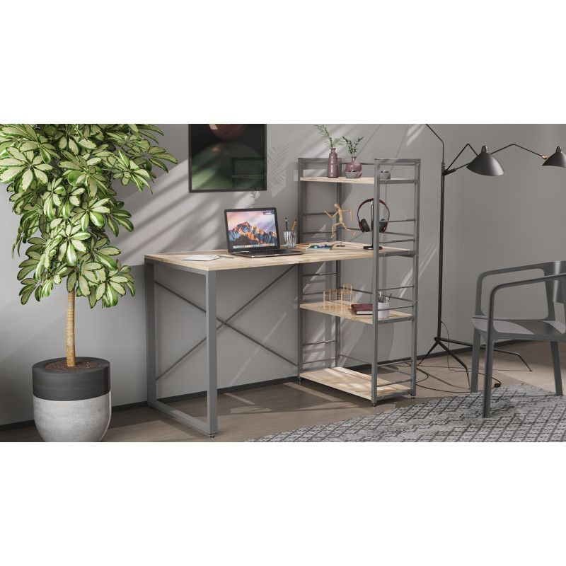 Письмовий стіл Ferrum-decor Серії Конект з етажеркою 75x120x60 сірий ДСП Дуб Сан-Марино 16мм (FRD-104231)