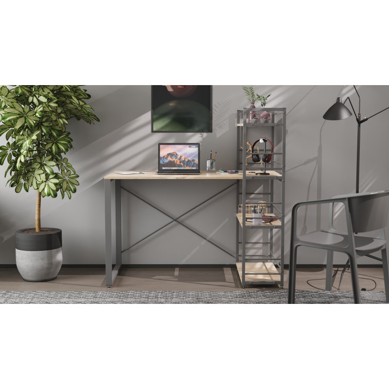 Письмовий стіл Ferrum-decor Серії Конект з етажеркою 75x120x60 сірий ДСП Дуб Сан-Марино 16мм (FRD-104231)