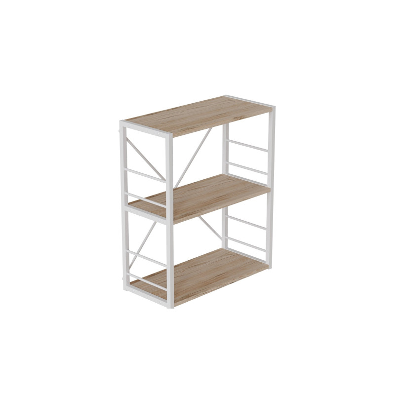 Этажерка 3/60 Ferrum-decor Серии Конект 73x60x28 белый ДСП Дуб Сан-Марино 16мм (FRD-104261)