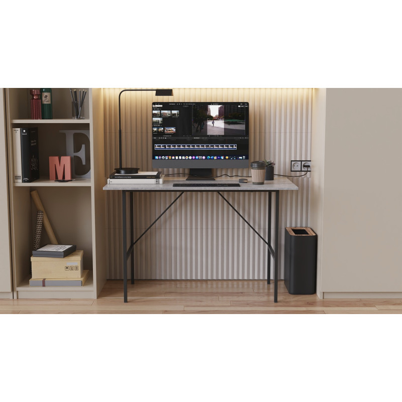 Стол письменный LINE Тайм Ferrum-decor 750x1200x600 Черный металл ДСП Бетон 16 мм (FRD-104891)