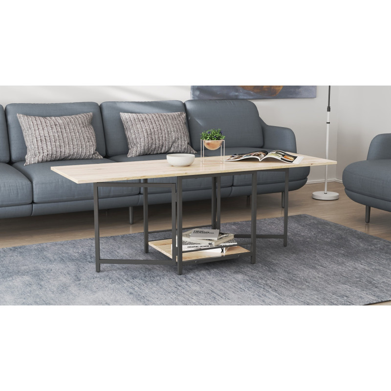 Стол журнальный трансформер Куб Комбо Ferrum-decor 540x532x500 Черный металл ДСП Дуб Сан-Марино 16 мм (FRD-105151)
