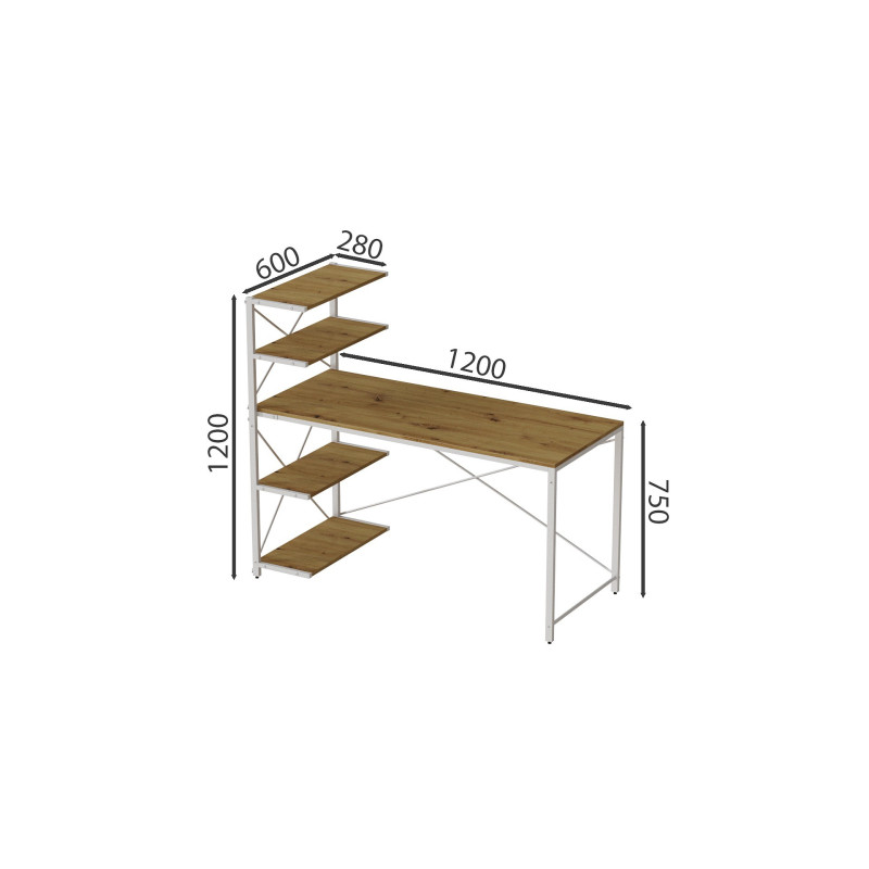 Комп'ютерний стіл Ferrum-decor Джек 75x120x60 Білий ДСП Артизан (FRD-104391)