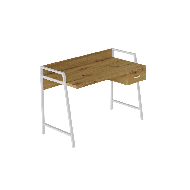 Письмовий стіл Ferrum-decor Комфорт 750x1000x600 Білий метал ДСП Дуб Артизан 32 мм (FRD-103441)