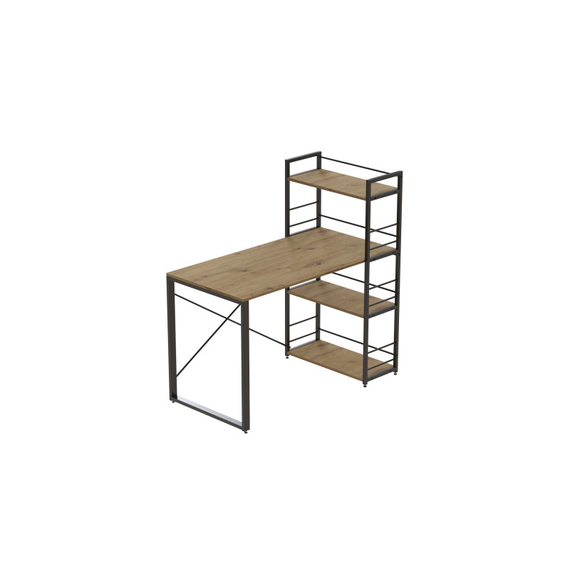 Письмовий стіл Ferrum-decor Серії Конект з етажеркою 75x120x60 чорний ДСП Дуб Артизан 16мм (FRD-104221)