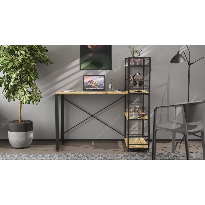Письмовий стіл Ferrum-decor Серії Конект з етажеркою 75x120x60 чорний ДСП Дуб Артизан 16мм (FRD-104221)