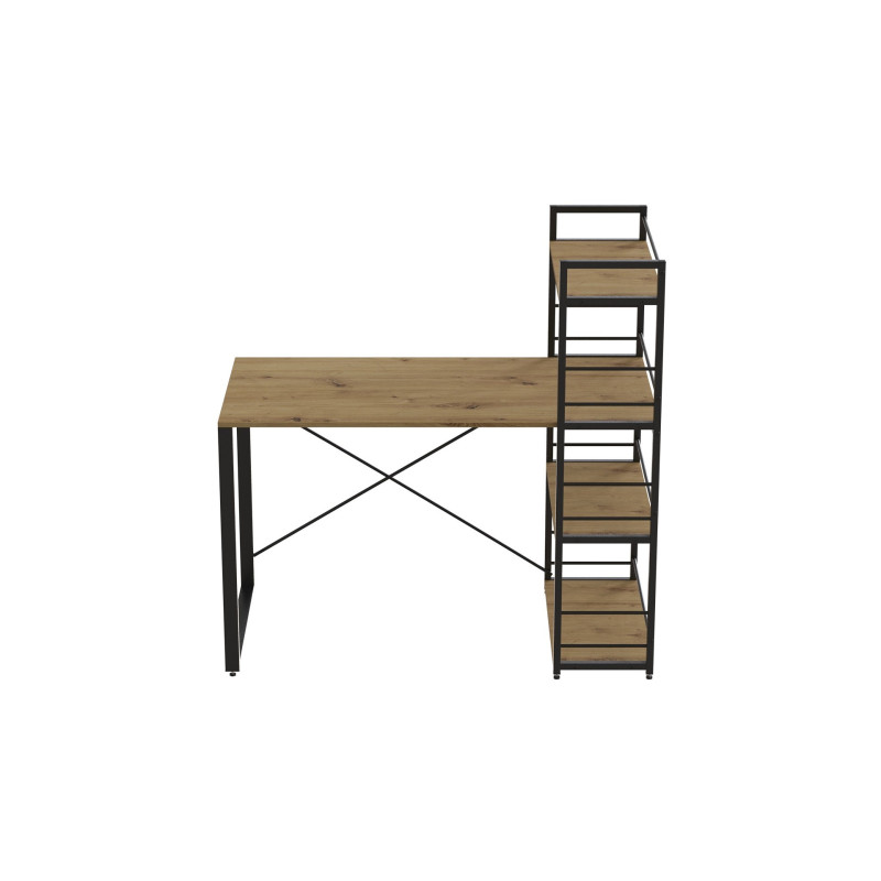 Письмовий стіл Ferrum-decor Серії Конект з етажеркою 75x120x60 чорний ДСП Дуб Артизан 16мм (FRD-104221)