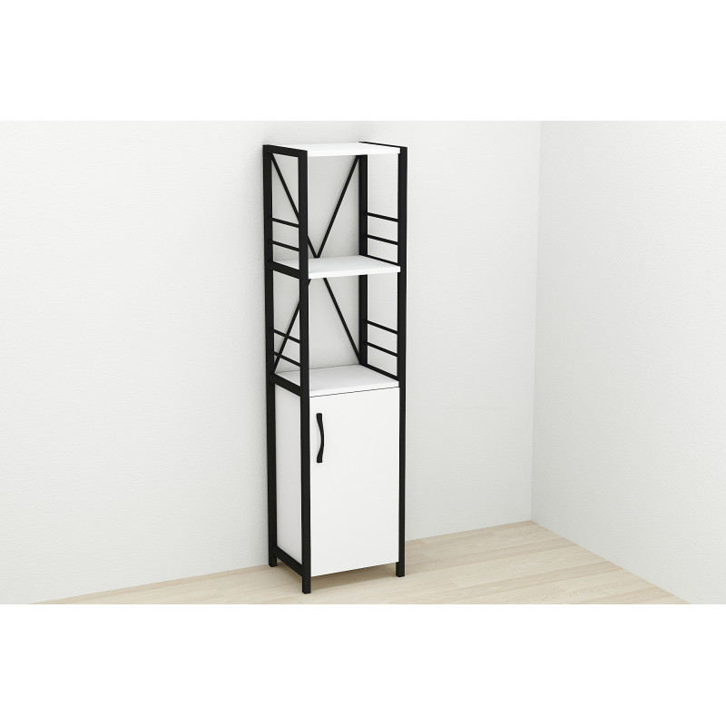 Етажерка 3/34 Ferrum-decor Серії Конект із тумбою 144x34x28 Чорний ДСП Біле (FRD-104421)