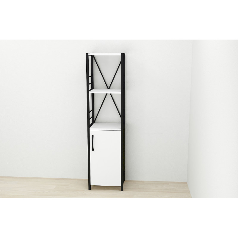 Етажерка 3/34 Ferrum-decor Серії Конект із тумбою 144x34x28 Чорний ДСП Біле (FRD-104421)