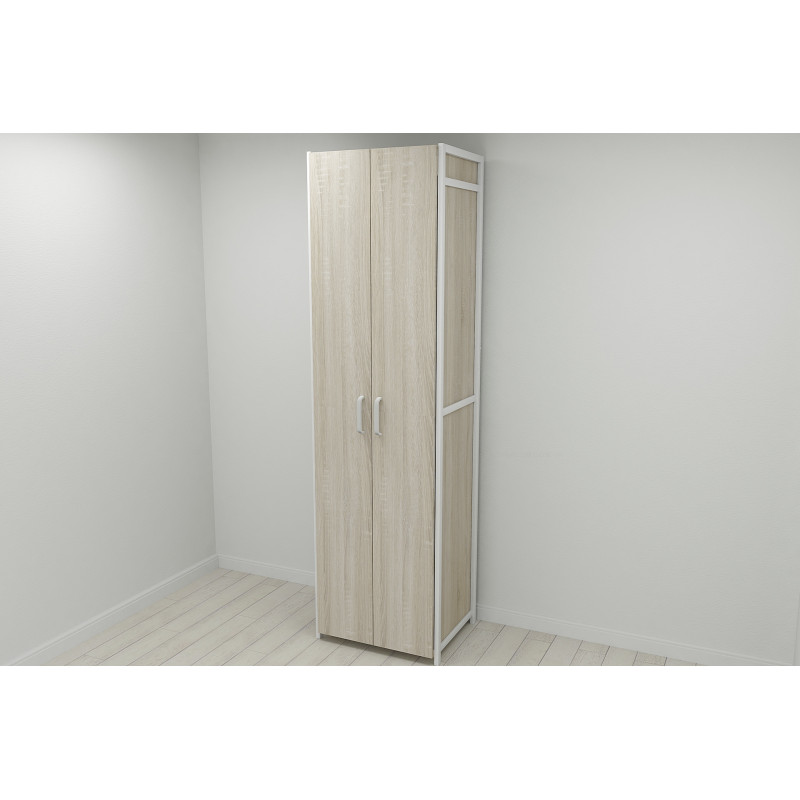 Шафа Гардероб Уні секція 6 серії Конект Ferrum-decor 220x60x50см Білий метал ДСП Дуб Сонома 16 мм (FRD-104581)