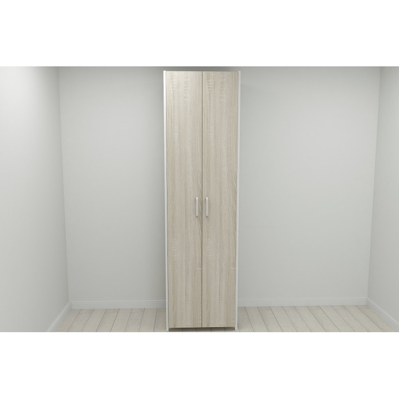 Шафа Гардероб Уні секція 6 серії Конект Ferrum-decor 220x60x50см Білий метал ДСП Дуб Сонома 16 мм (FRD-104581)