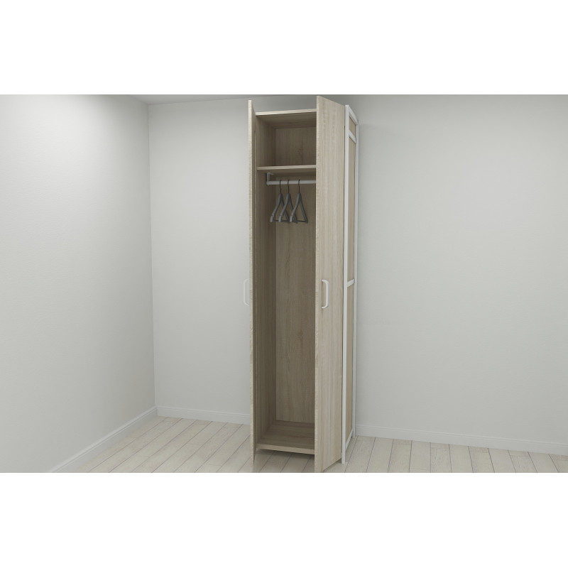 Шафа Гардероб Уні секція 6 серії Конект Ferrum-decor 220x60x50см Білий метал ДСП Дуб Сонома 16 мм (FRD-104581)