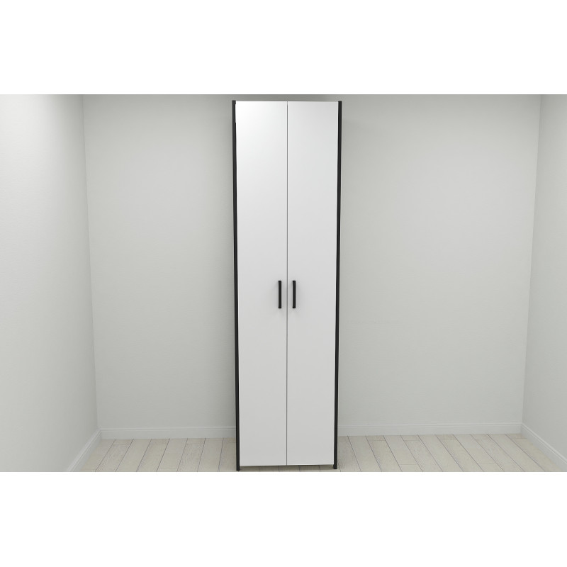 Шафа Гардероб Уні секція 6 серії Конект Ferrum-decor 220x60x50см Чорний метал ДСП Білий 16 мм (FRD-104571)