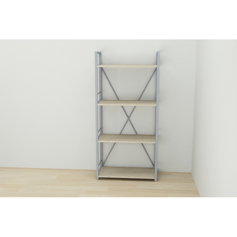 Етажерка 4/60 Ferrum-decor Серії Конект 120x60x28 сірий ДСП Дуб Сонома 16мм (FRD-104251)
