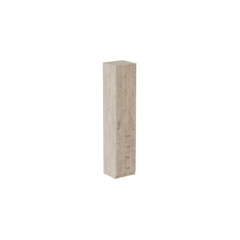 Пенал Анжело Ferrum-decor на 3 полки с дверью и 4 ящиками 1900x400x380 ДСП Дуб Сан-Марино 16 мм (FRD-104931)