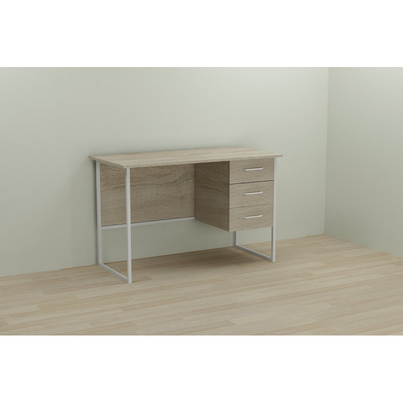 Письменный стол Ferrum-decor Гарри 75x140x60 белый ДСП Дуб Сонома 16мм (FRD-104061)