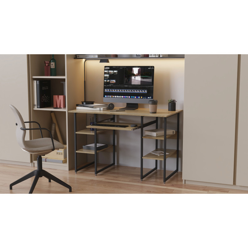 Письменный стол Ferrum-decor Тим 75x120x60 черный ДСП Дуб Сонома 16мм (FRD-103951)