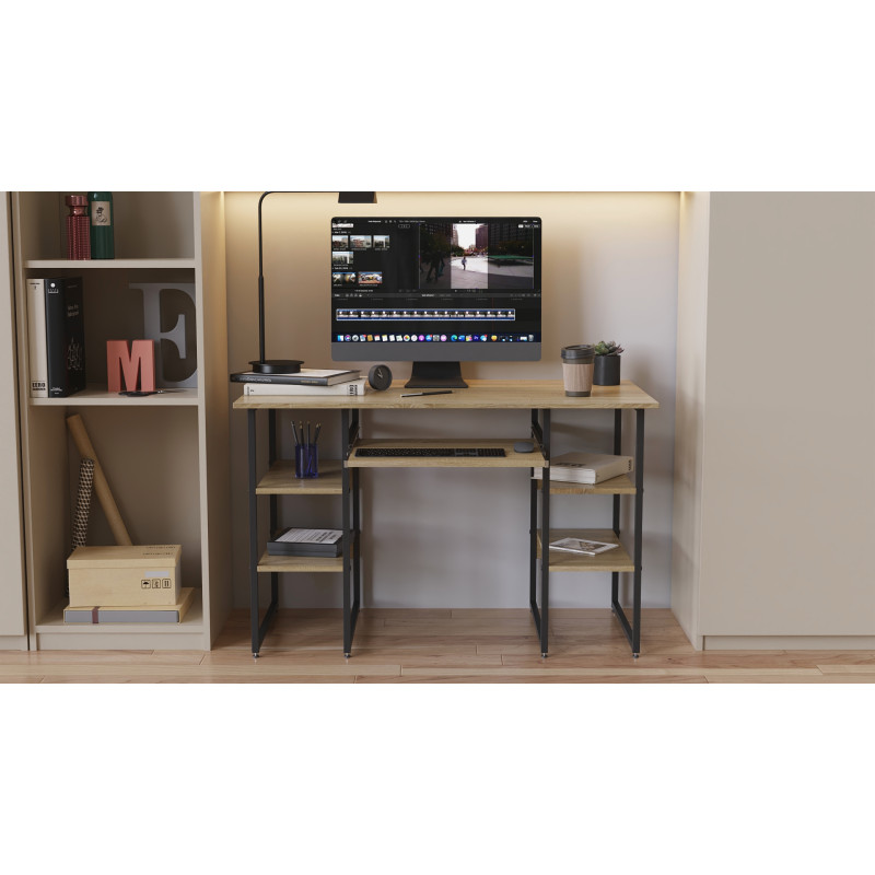 Письменный стол Ferrum-decor Тим 75x120x60 черный ДСП Дуб Сонома 16мм (FRD-103951)