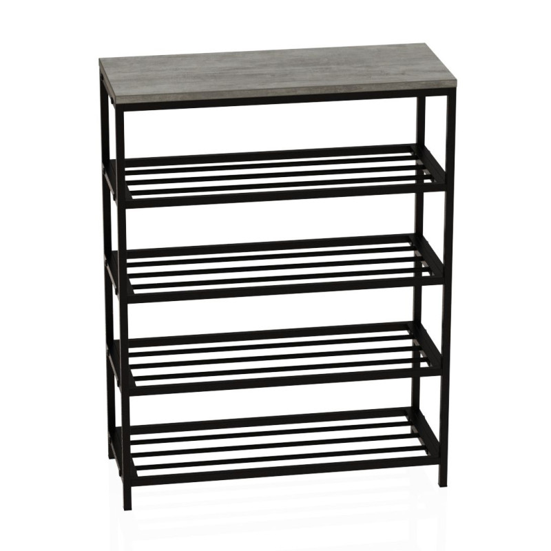 Полиця для взуття Слайм 4 Ferrum-decor 820x630x260 Чорний метал ДСП Бетон 16 мм (FRD-106840)