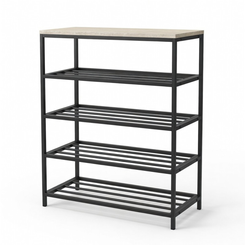 Полиця для взуття Слайм 4 Ferrum-decor 820x630x260 Чорний метал ДСП Бетон 16 мм (FRD-106840)