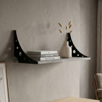 Полка настенная Ferrum-decor Ханди 2 240x600x240 металл Черный ДСП Бетон 16 мм (FRD-102581)