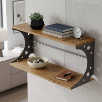 Настінна полиця Ferrum-decor Букін 330x500x240 метал Сірий ДСП Дуб Артизан 16 мм (FRD-102861)
