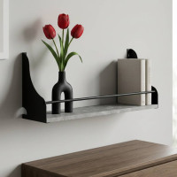 Полка настенная Ferrum-decor Изи 260x500x150 металл Черный ДСП Бетон 16 мм (FRD-102911)