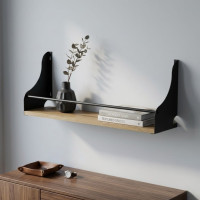 Полиця настінна Ferrum-decor Ізі 260x600x150 метал Чорний ДСП Дуб Артизан 16 мм (FRD-102931)
