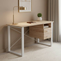 Письменный стол с ящиками Ferrum-decor Оскар 750x1200x600 металл Белый ДСП Дуб Сан-Марино 16 мм (FRD-103221)