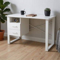 Письмовий стіл із ящиками Ferrum-decor Оскар 750x1400x600 метал Білий ДСП Біле 16 мм (FRD-103241)