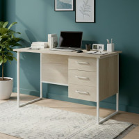 Письменный стол Ferrum-decor Гарри 75x120x60 белый ДСП Дуб Сонома 16мм (FRD-104051)