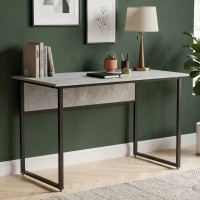 Стол письменный Коди Ferrum-decor 75x140x70 Черный металл ДСП Бетон 16 мм (FRD-106609)